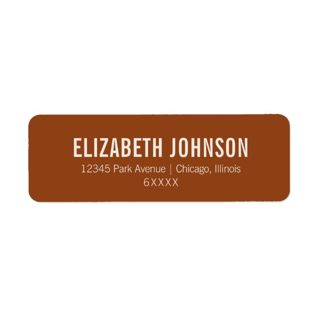 Enkel Boho Terrakotta Typografi Bröllopsadress Returadress Etikett (Framsidan)