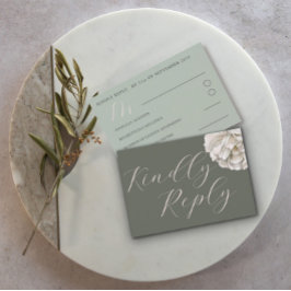 Enkel Boho Tropisk Salvia Grön Blommig RSVP OSA Kort