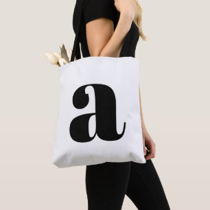Enkel Boho Vit Djärv Retro Monogram Initial Tygkasse