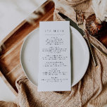 Enkel Boho Wedding Reception-meny Meny<br><div class="desc">Det här är en modern boho bröllop-meny med minimalistisk layout och unikt teckensnitt. Alla färg kan redigeras. // Om du vill matcha designen söker du efter "LENNOX" i Sincerely By Nicole Zazzle store. * Om du tycker om den här designen men inte ser den tillgänglig för något du är tittar...</div>