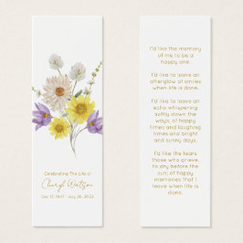 Enkel bokmärke för vildblommminnesgudstjänst litet visitkort