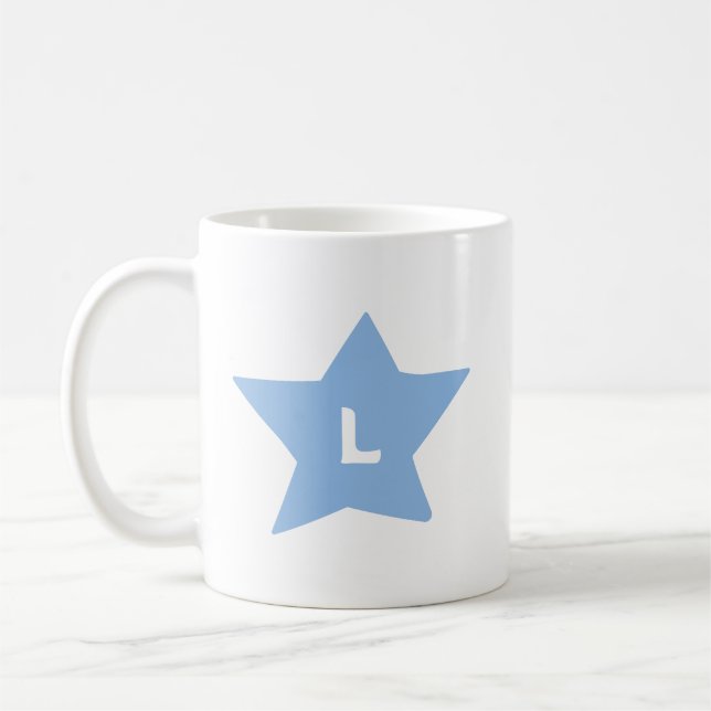Enkel bokstavsmonogram på 5-uddig klottrad stjärna kaffemugg (Vänster)