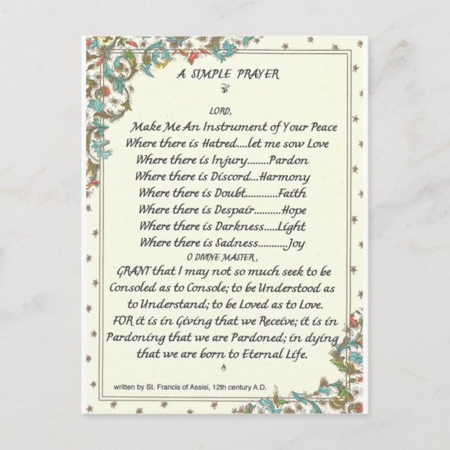 enkel bön=st. francis=pope francis=florentin vykort (Framsida)
