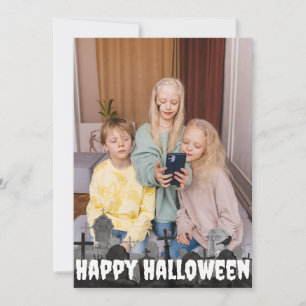 Enkel Boo God Halloween familj och vänner Foto Julkort