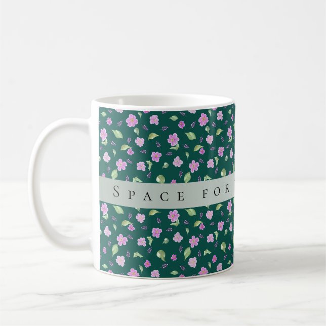 Enkel botanisk blommönster kaffemugg (Vänster)