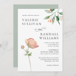 Enkel botanisk Elegant Blommigt Bröllop Inbjudningar