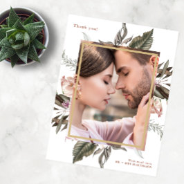 Enkel botanisk foto-tack för bröllop vykort