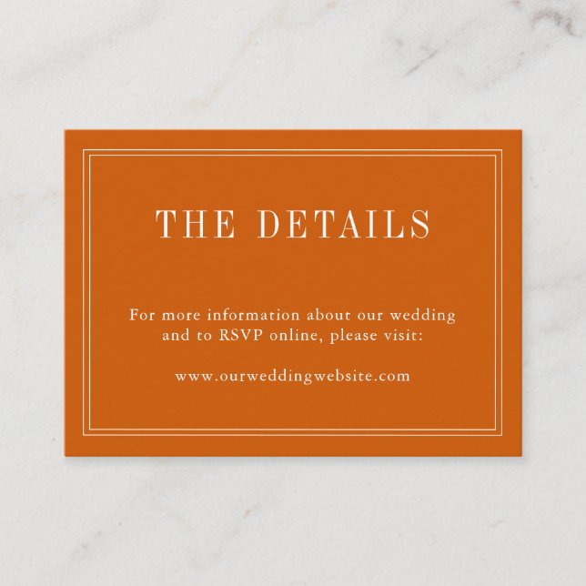 Enkel bränd Orange i Monogram par Namn och vit Tilläggskort (Framsida)