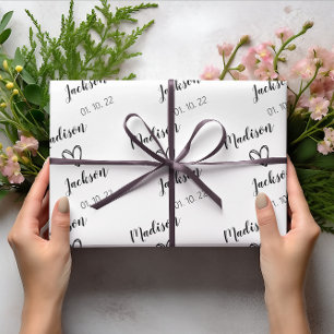 Enkel Bride & Groom Namn Bröllop White Presentpapper