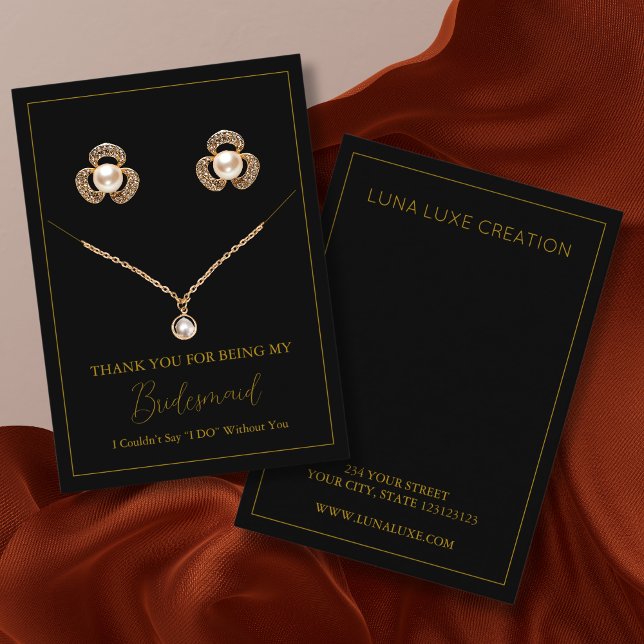 Enkel Bridesmaid Earring & Necklace Visning Card Placeringskort (Skapare uppladdad)