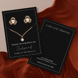 Enkel Bridesmaid Earring & Necklace Visning Card Placeringskort