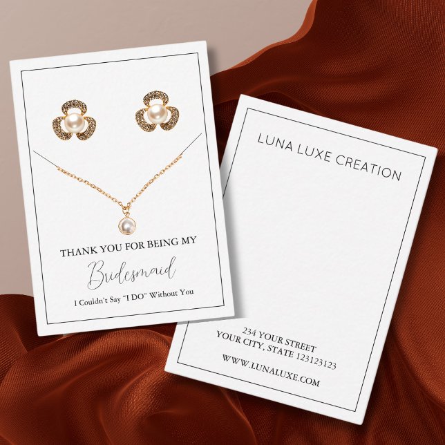 Enkel Bridesmaid Earring & Necklace Visning Card Placeringskort (Skapare uppladdad)