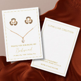 Enkel Bridesmaid Earring & Necklace Visning Card Placeringskort
