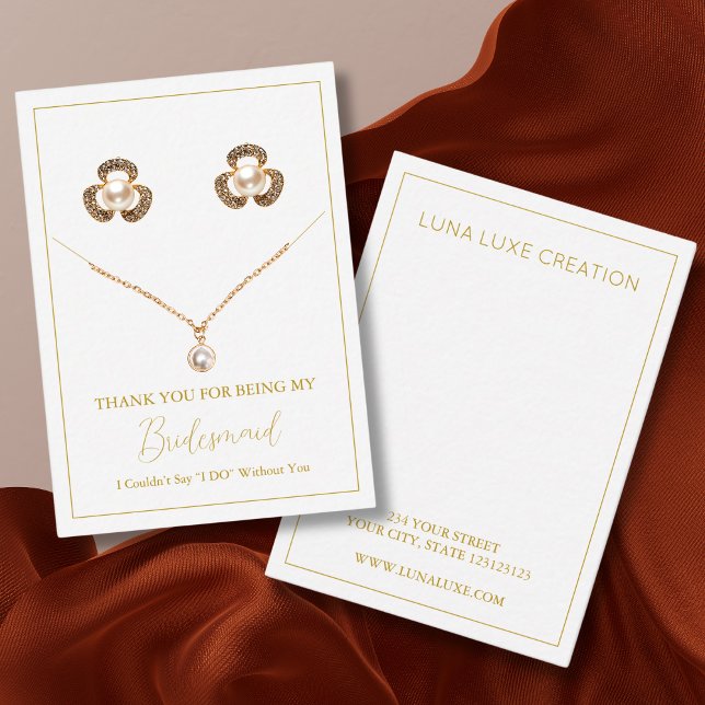 Enkel Bridesmaid Earring & Necklace Visning Card Placeringskort (Skapare uppladdad)