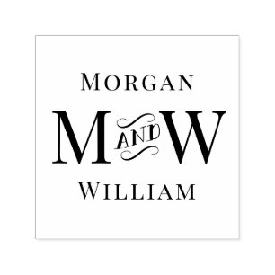 Enkel bröllop 2 initialer Fancy “och” #1 Självfärgande Stämpel