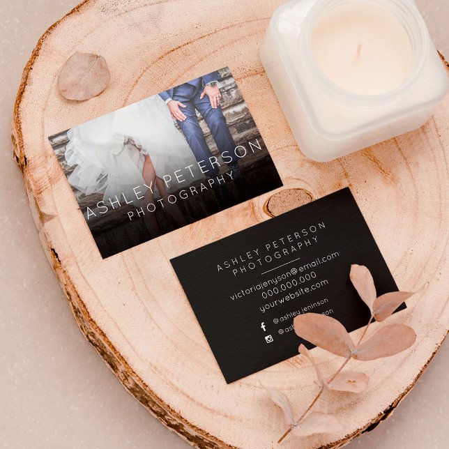 Enkel bröllop-fotografering med minimal typografi visitkort (Skapare uppladdad)