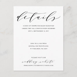 Enkel Bröllop-informationskort för Romantik Callig Tilläggskort