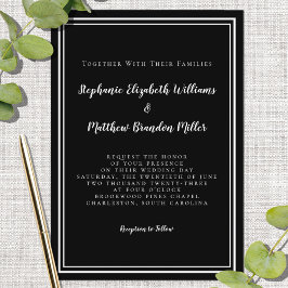 Enkel Bröllop-minimalistisk Chic, svart vit Inbjudningar