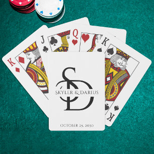 Enkel Bröllop Monogram-Personlig med Namn Casinokort