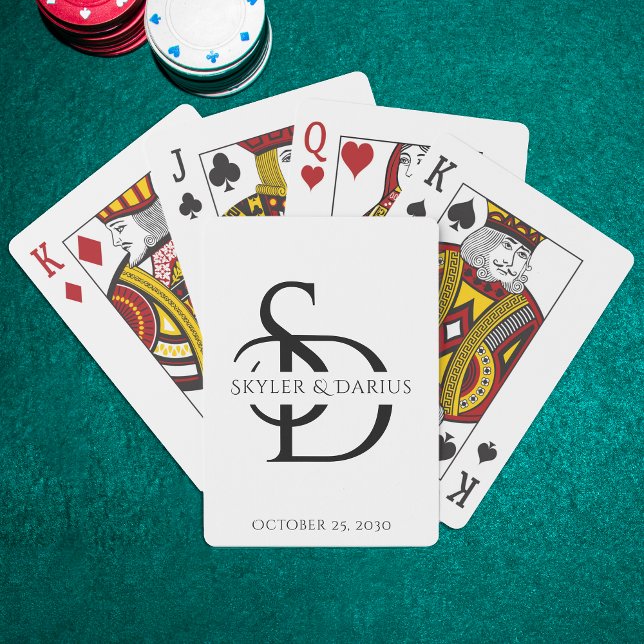 Enkel Bröllop Monogram-Personlig med Namn Casinokort (Skapare uppladdad)