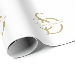 Enkel Bröllop Monogram-Personlig med Namn Presentpapper