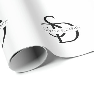 Enkel Bröllop Monogram-Personlig med Namn Presentpapper