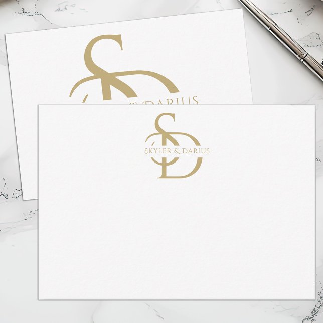 Enkel Bröllop Monogram-Personlig med Namn Tack Kort (Skapare uppladdad)