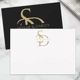 Enkel Bröllop Monogram-Personlig med Namn Tack Kort