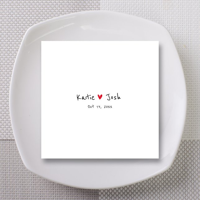 Enkel Bröllop Napkins för din stora dag Pappersservett (White Wedding Napkins with Black Handwritten Names)