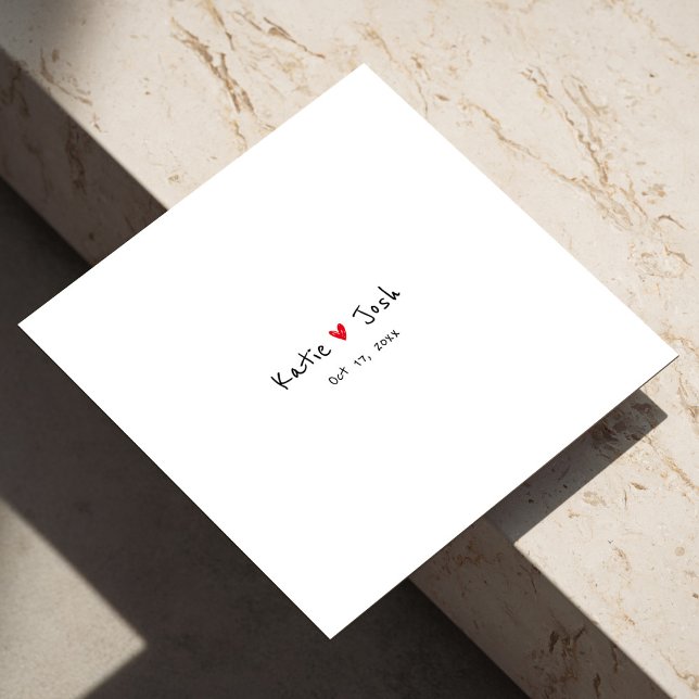 Enkel Bröllop Napkins för din stora dag Pappersservett (White Wedding Napkins with Black Handwritten Names)