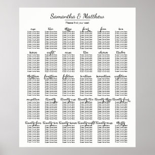Enkel Bröllop och Chic - 30 Bord Sittdiagram Poster
