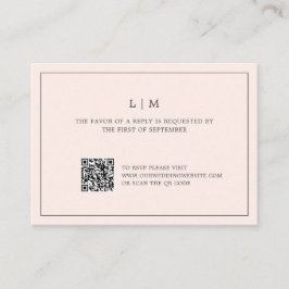 Enkel Bröllop OSA för Rosa, Monogram QR-kod Anteckningskort