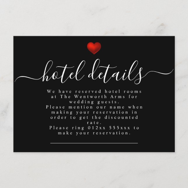 Enkel Bröllop-stationeriet med rött hjärta Tilläggskort (Framsida)