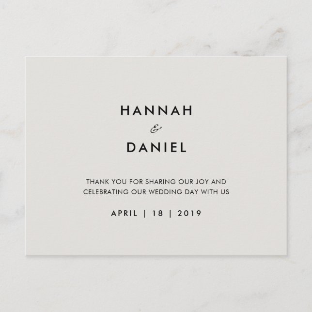 Enkel Bröllop Tack Vykort (Framsida)