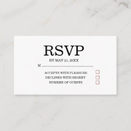 Enkel bröllops-RSVP-bifogad kort