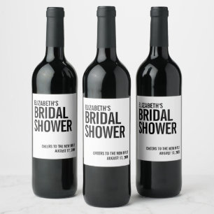Enkel Bröllopsdusch med Typografi Vinflaska Etikett