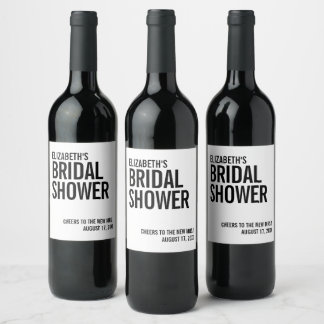 Enkel Bröllopsdusch med Typografi Vinflaska Etikett