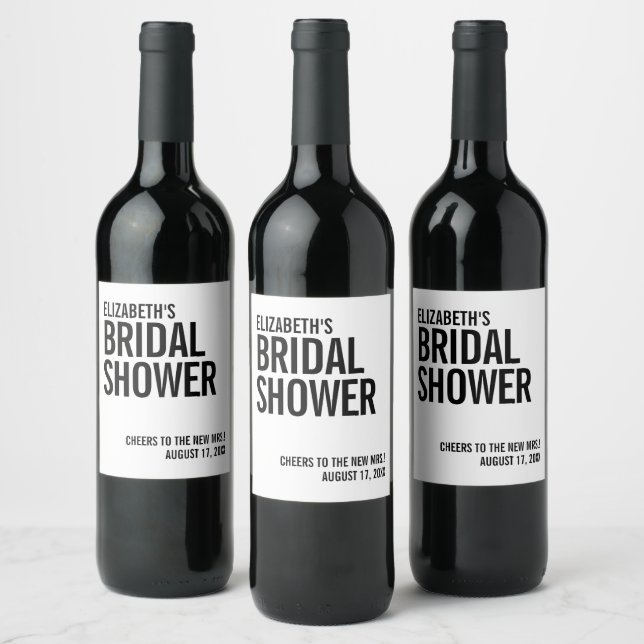 Enkel Bröllopsdusch med Typografi Vinflaska Etikett (Flaskor)