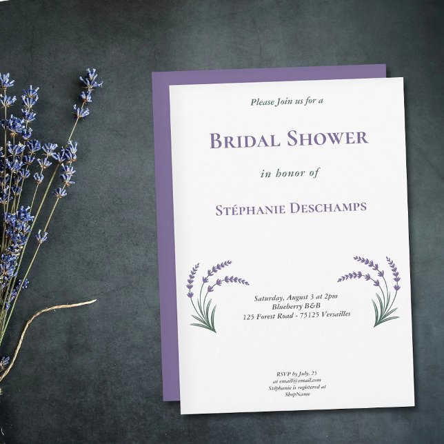 Enkel bröllopsduschinbjudan i lavendel inbjudningar (Simple Lavender Bridal Shower Invitation)