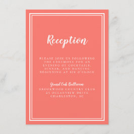 Enkel bröllopsfest korall & vit ram tilläggskort