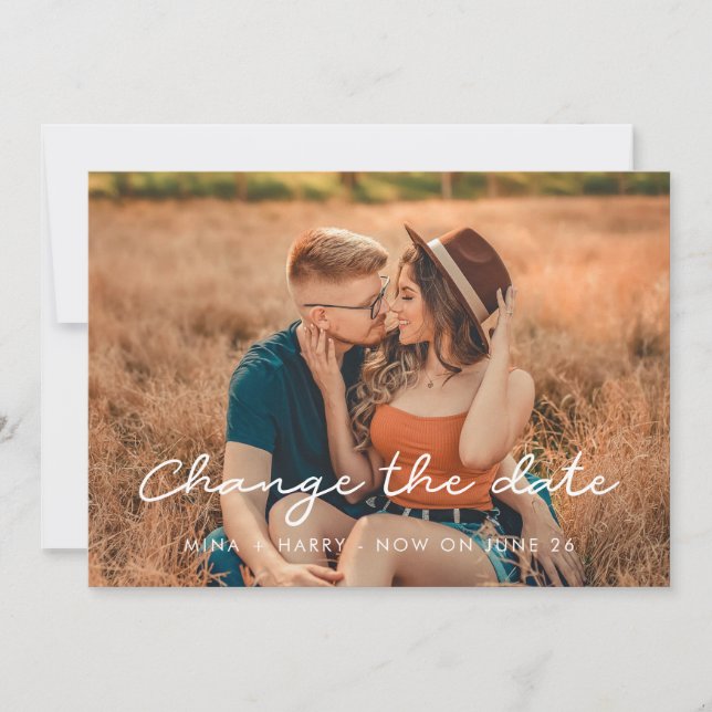 Enkel bröllopsförändring av datum meddelande (Framsida)