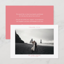 Enkel bröllopsfoto tackkort rosa tack kort