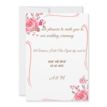 enkel bröllopsinbjudan med blommor från ro