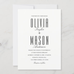 Enkel Bröllopsinbjudan Modern Elegant Typografi Inbjudningar