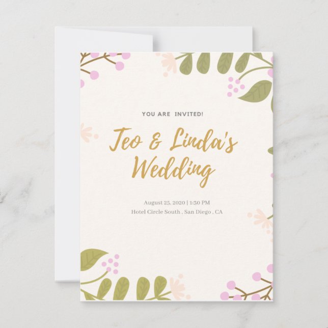 Enkel bröllopsinbjudan/Modern inbjudning till Bröl Inbjudningar (Framsida)