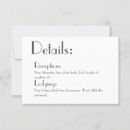 Enkel Bröllopskort för Detaljer OSA Kort