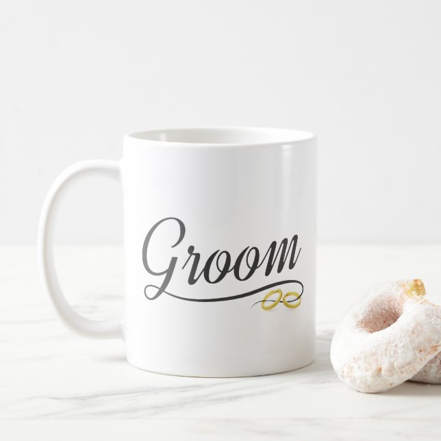 Enkel Bröllopsmug med blomster kalligrafi | Mugg (Med munk)