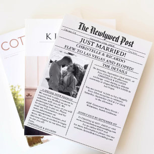 Enkel bröllopsnotis i tidningen nyss gifta annons inbjudningar