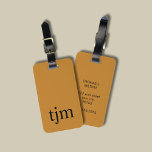 Enkel Bronze Black Bold Monogram Bagagebricka<br><div class="desc">Enkel utformning av anpassade bagagemärke för elegant med brons bakgrund,  svart,  fet monogram.</div>