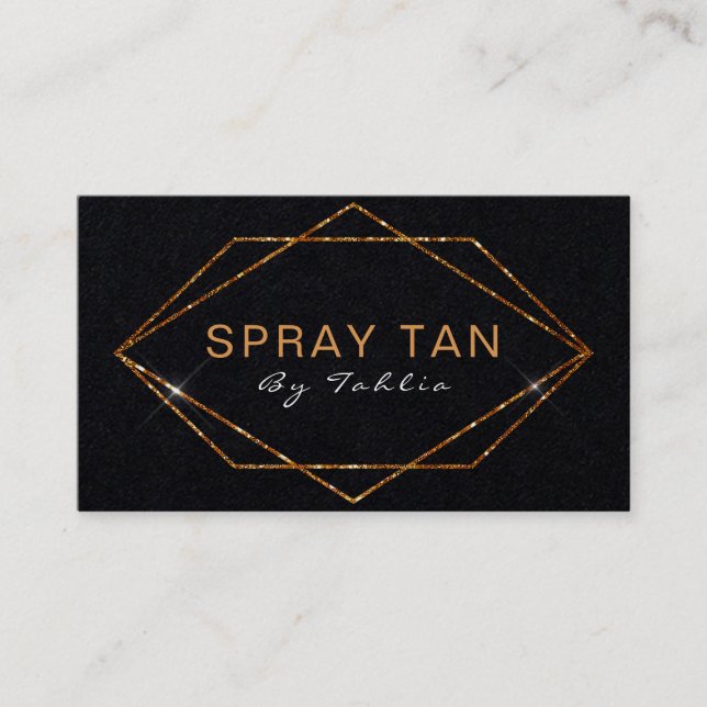Enkel Bronze Glitter Black Mobile Spray Tan Visitkort (Framsida)
